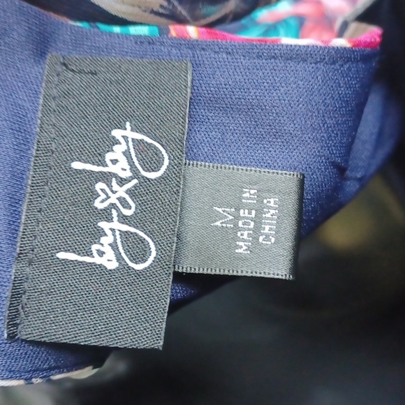 By & By dress size large navy floral halter style spaghetti strap lining jr sz M - Picture 6 of 8